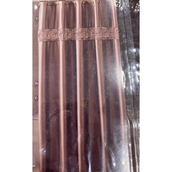 NIB Chapel Hill Croscill Mariage SC Shower Curtain Chocolate Brown Ruffle Stripe - Picture 3 of 3
